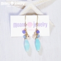 moana_p172　タイガープカと天然石が揺れるピアス　 Beach Mint