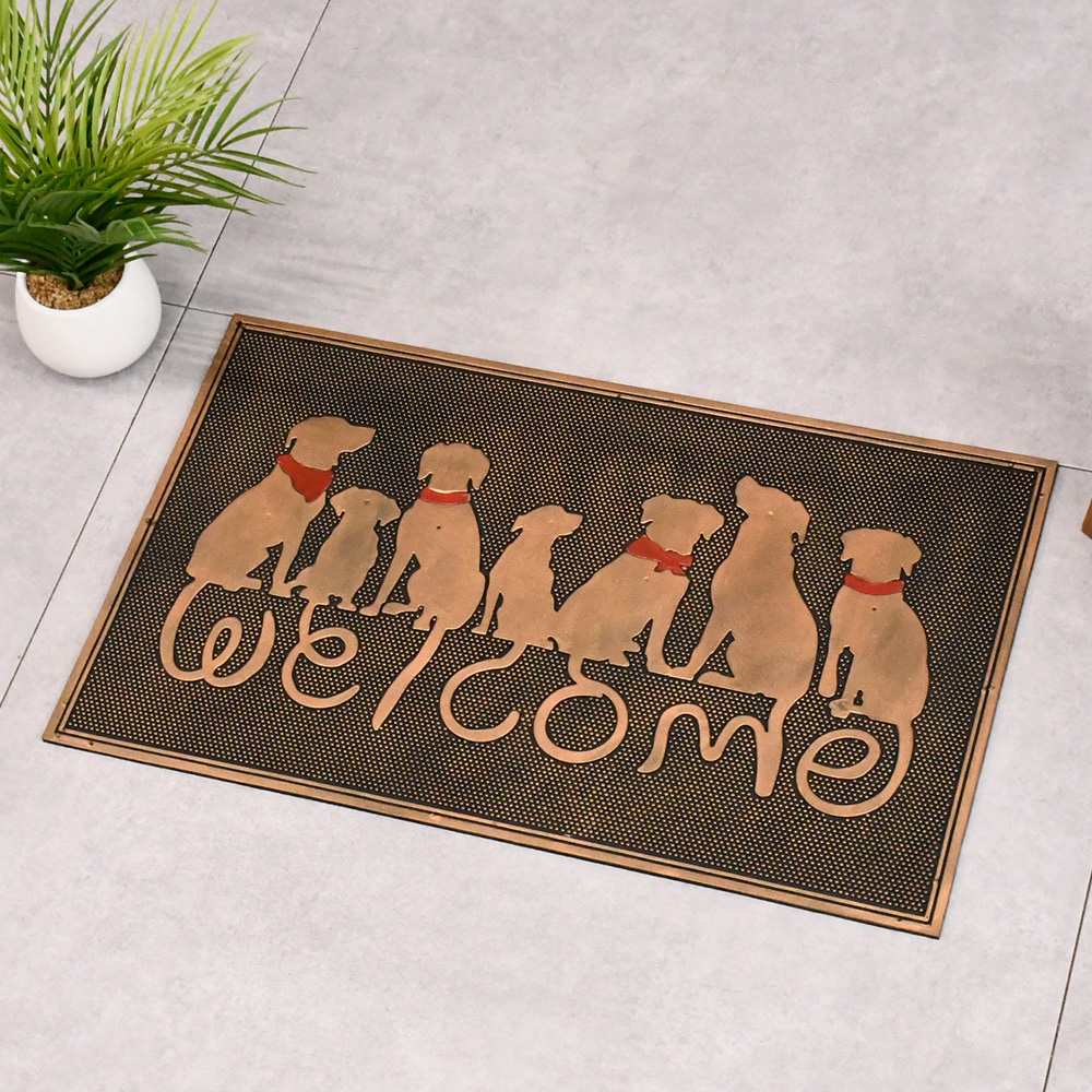 玄関マット ラバーマット 屋外 おしゃれ エントランスマット ドアマット 玄関 welcome ウェルカム ゴム 泥落とし 外 玄関ラバーマット 75×45cmタイプ 屋外用 ドアマット 犬 ドッグ dog