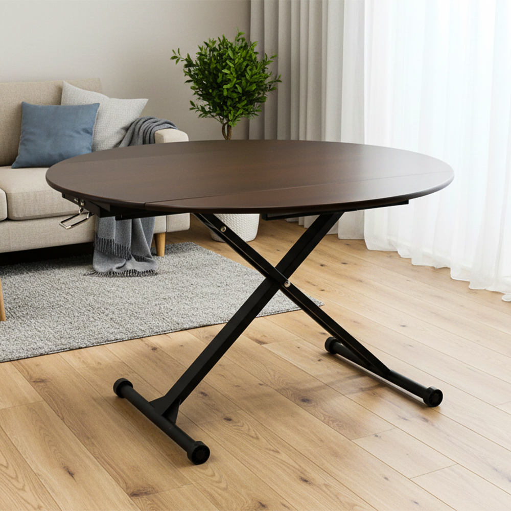 3way昇降式伸長テーブル 120cm 丸 半円 楕円 OC17B [アウトレット:擦り傷]