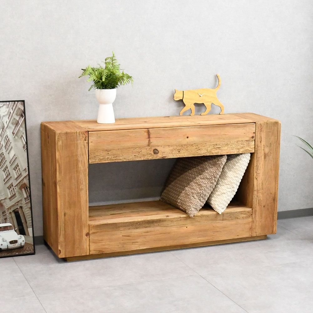 北欧ナチュラルスタイル古木リサイクルパイン140cm幅コンソール サイドボード リビングボード