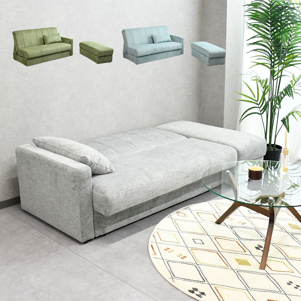 【3色対応】撥水生地の収納付きリクライニングソファーベッド