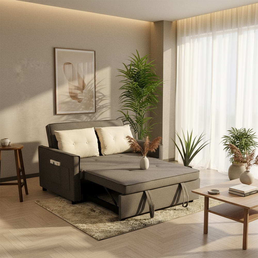 Easy Clean生地 キズや汚れに強い3wayセミダブルサイズソファベッド コンパクト