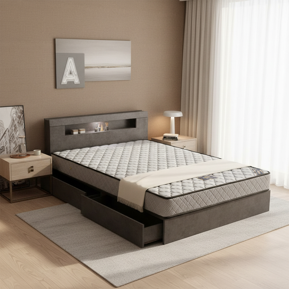 ベット　フレーム　ダブル　クイーン ベッド フレーム ダブル ワイドダブル クイーン 収納付き LED照明