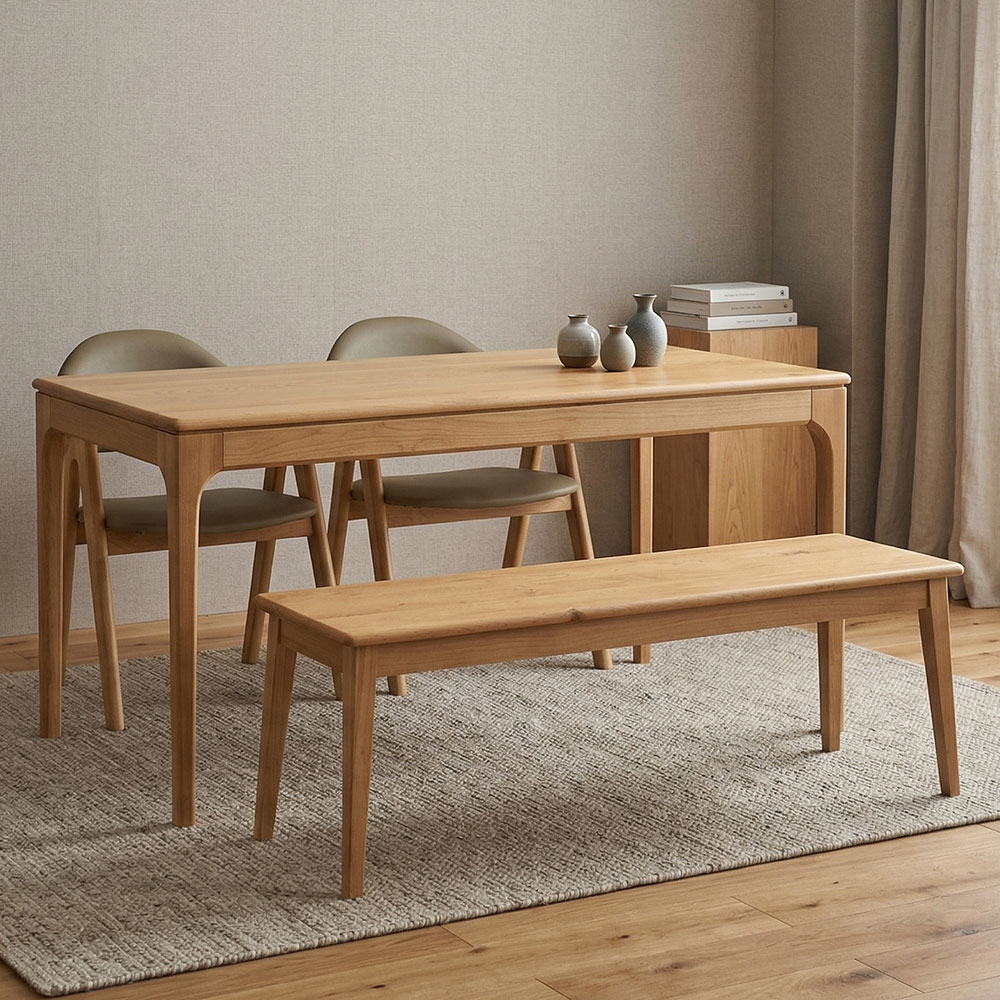 アルダー無垢ダイニングテーブル 幅135cm ダイニングセット4点