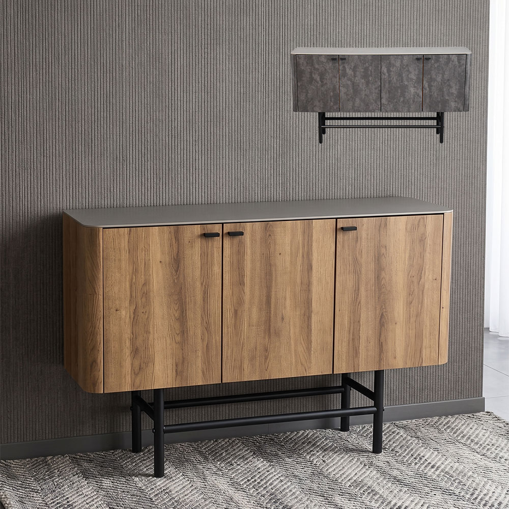 セラミック天板 オーク調サイドボード 幅120cm