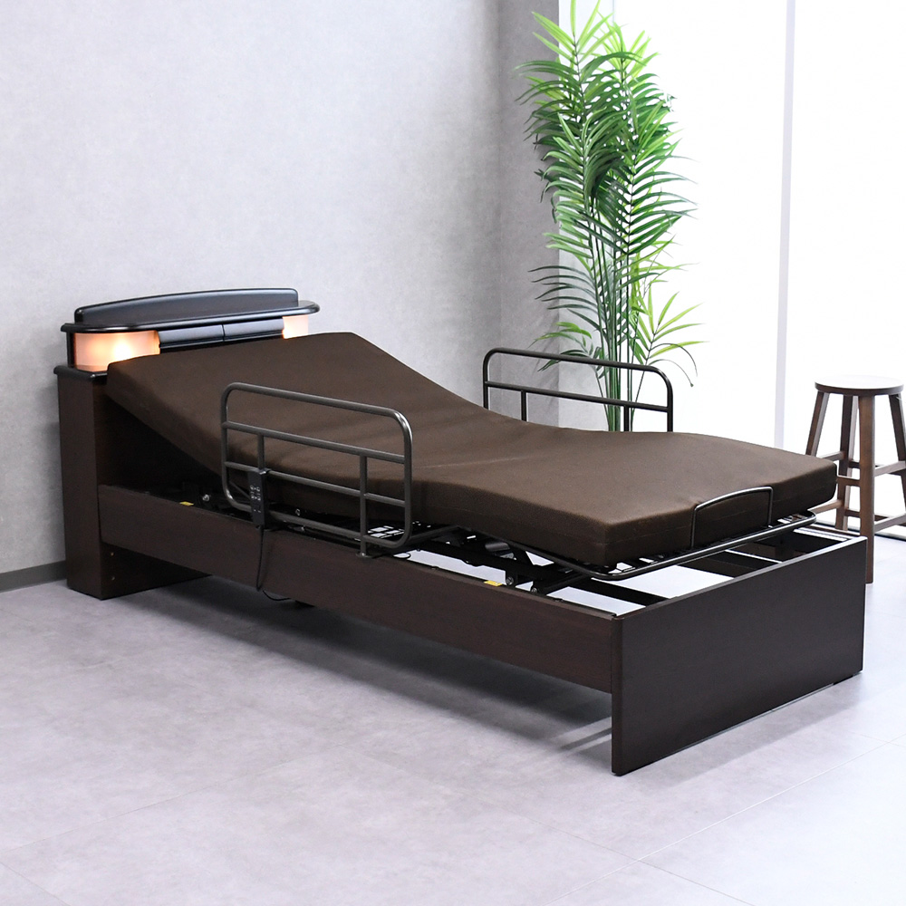 【1本限定】 電動ベッド 介護ベッド 2モーター 手すり付き マットレス付き ウレタンマットレス アウトレット家具 激安 F0711A