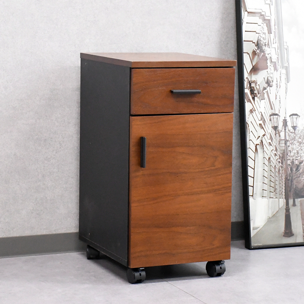 【アウトレット商品】 デスクワゴン おしゃれ 収納 ウォールナット 完成品 FA16D