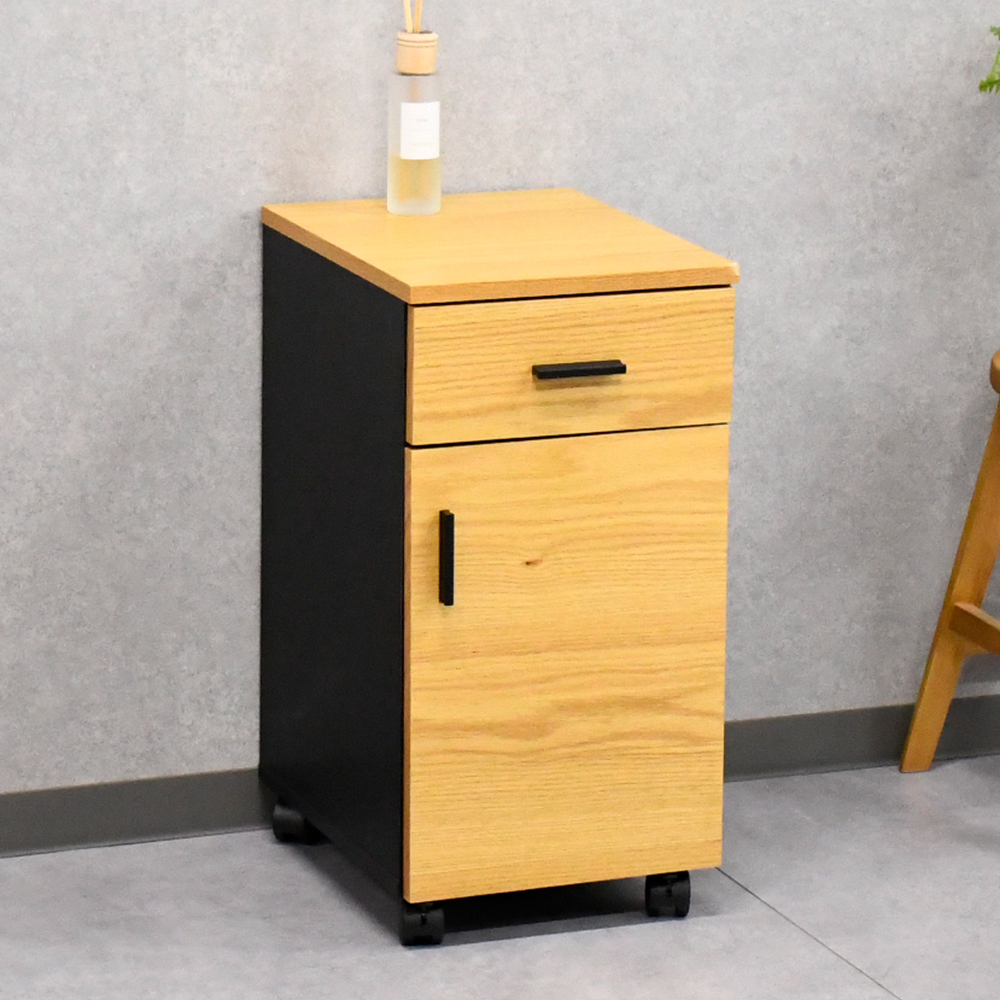 【アウトレット】 デスクワゴン オーク突板 収納