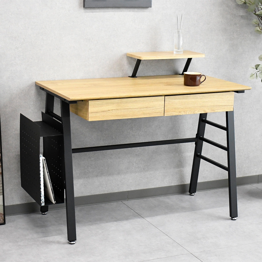 【アウトレット商品】 100cm幅デスク ブックシェルフ付き