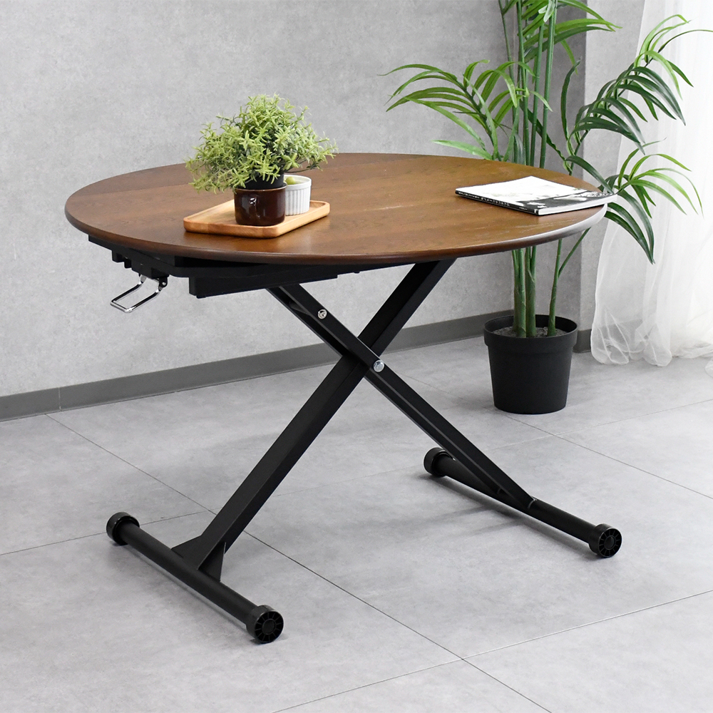 【アウトレット商品】 3WAY昇降式伸長テーブル 120cm 丸 半円 楕円 センターテーブル リビングテーブル アウトレット家具 FC26B