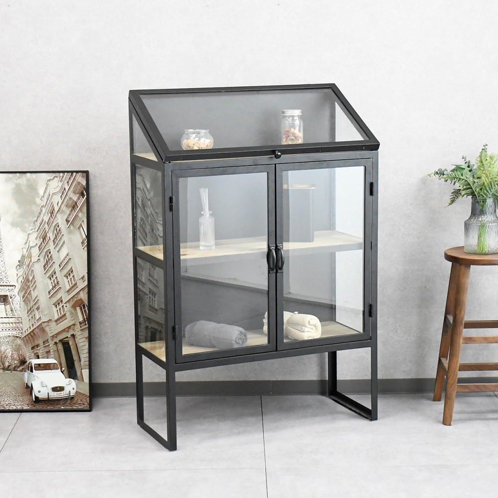 アウトレット商品】 ガラス コレクションケース80cm パイン古木