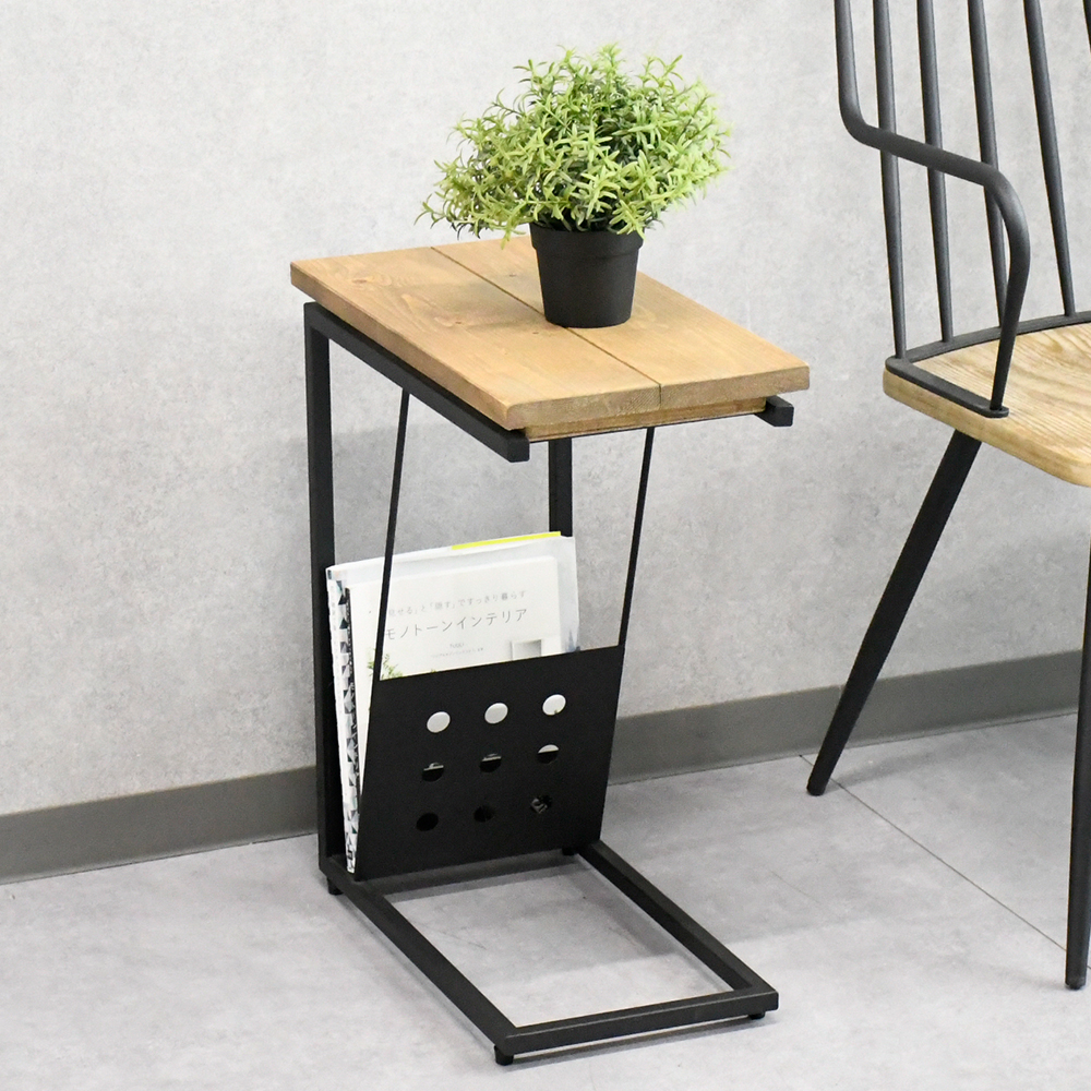 新品アウトレット】 サイドテーブル 無垢天板 mobler