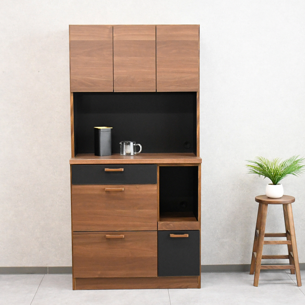 【アウトレット商品】 国産半完成品90cm幅キッチンボード 食器棚