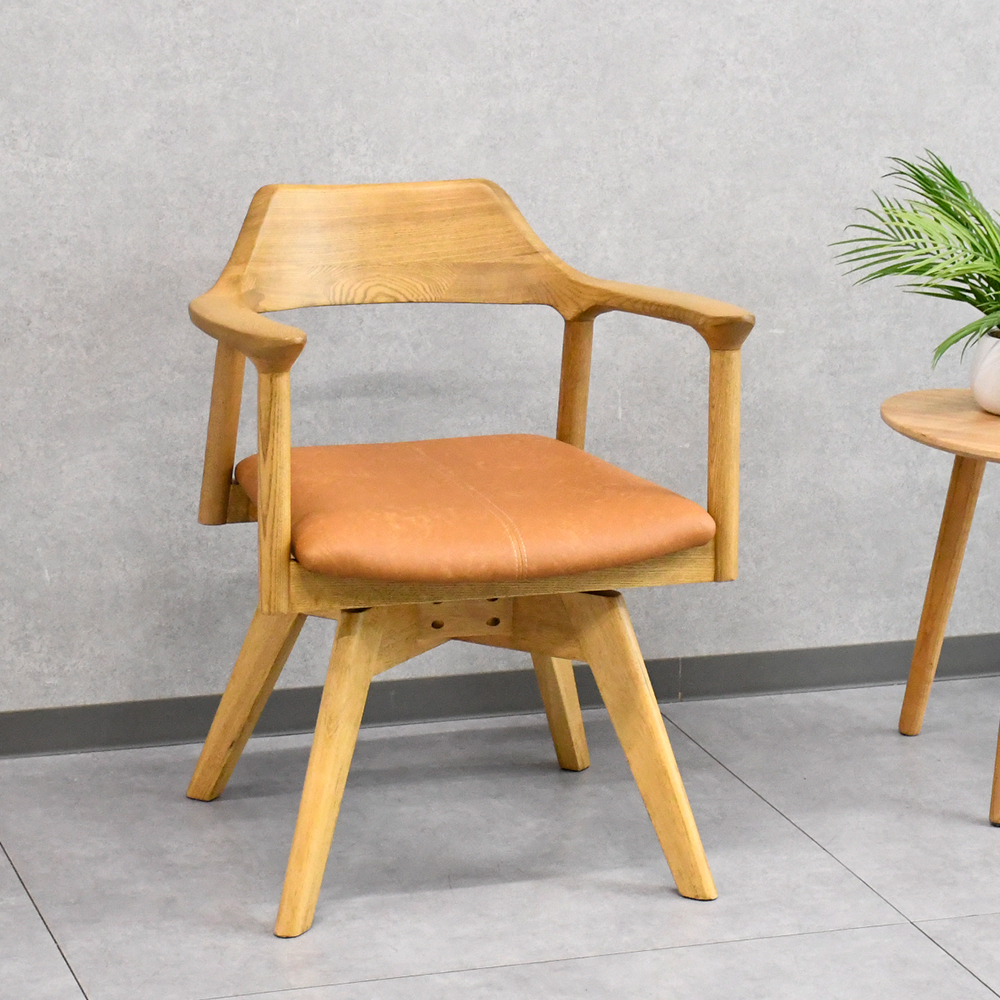 【アウトレット商品】 北欧スタイル無垢材回転肘付きダイニングチェア FG18H