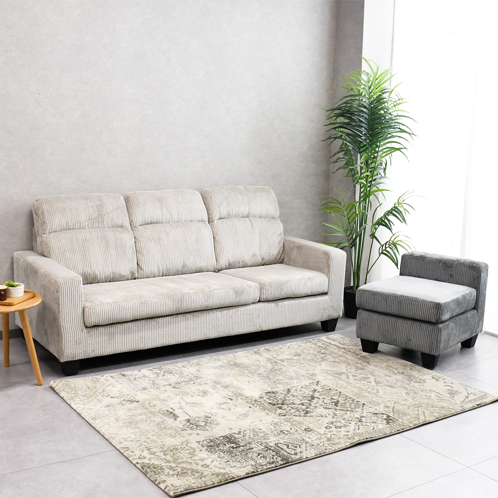 【アウトレット商品】 コーデュロイカウチソファ L字ソファ 3人掛け