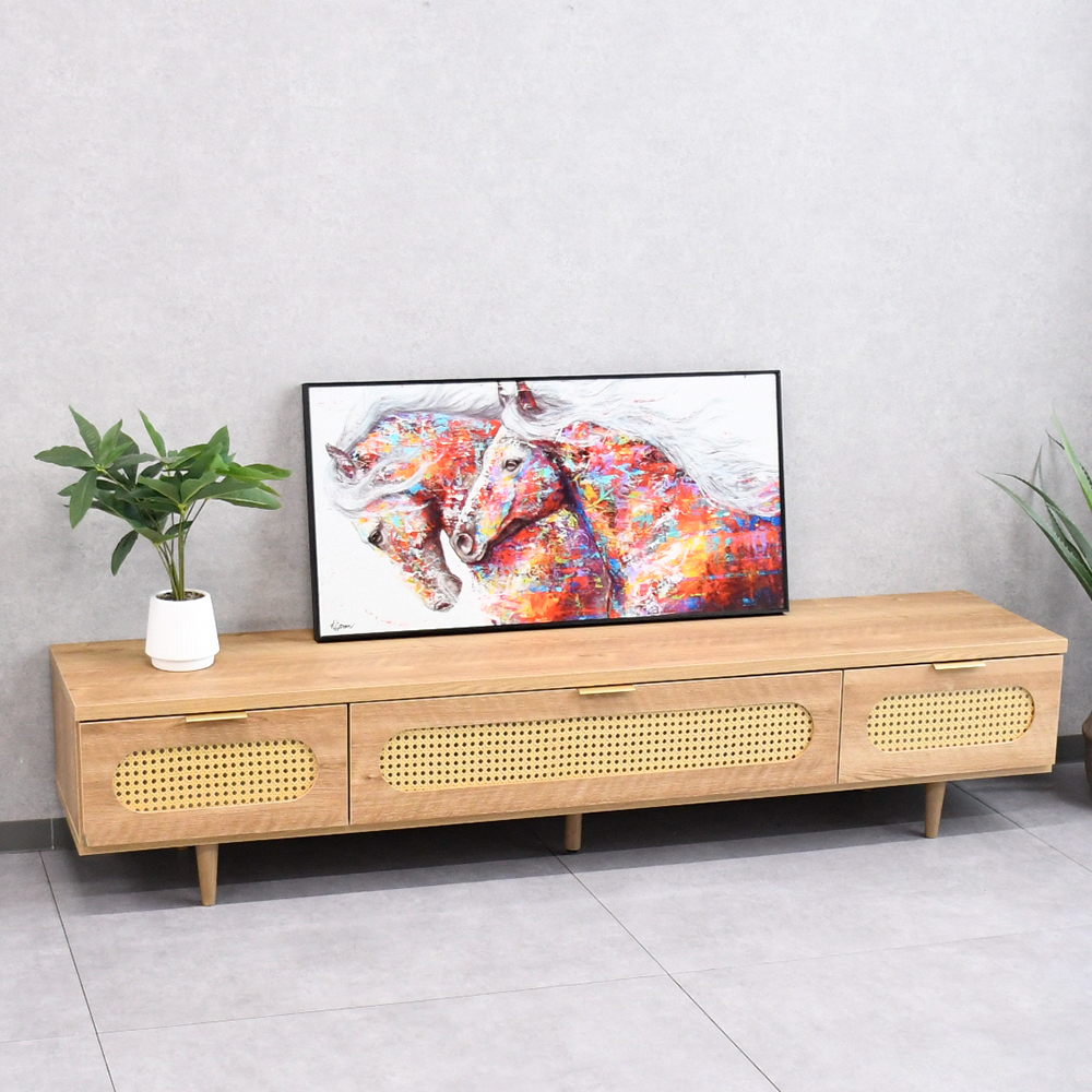 【アウトレット商品】 ラタン調国産完成品180cm幅テレビ台