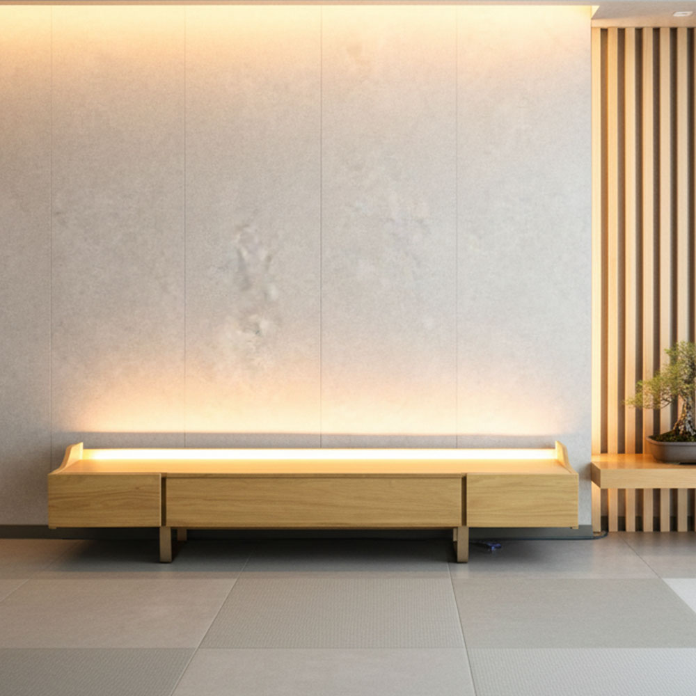 新品アウトレット】和モダンタモ無垢200cm幅テレビボード テレビ台