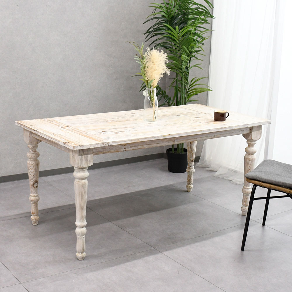 【アウトレット商品】160cm無垢材アンティークデザインダイニングテーブル