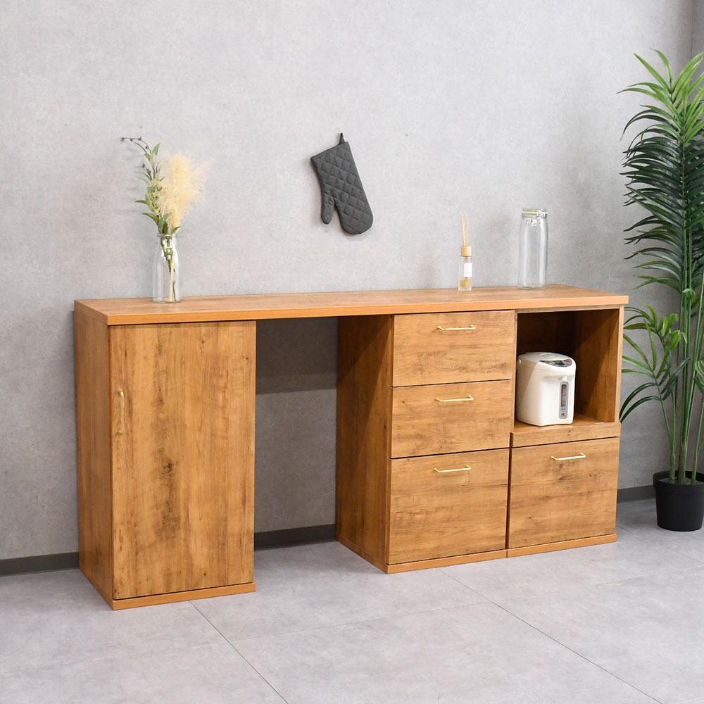 【アウトレット商品】国産完成品 190cm幅キッチンカウンター FE9E