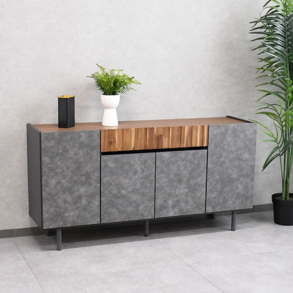 【アウトレット】 アカシア無垢150cm幅国産半完成品サイドボード 収納 FF25F