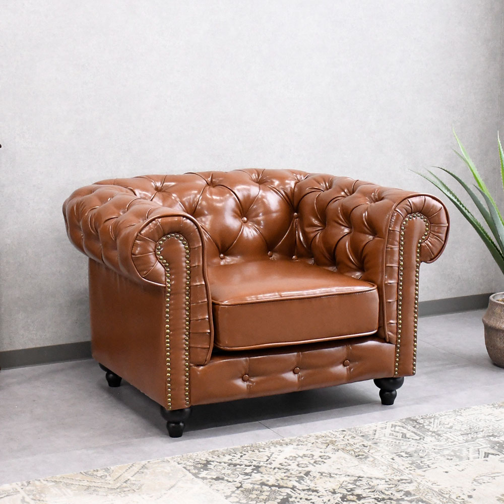 【アウトレット】チェスターフィールド1人掛けソファ リプロダクト商品 FG17G