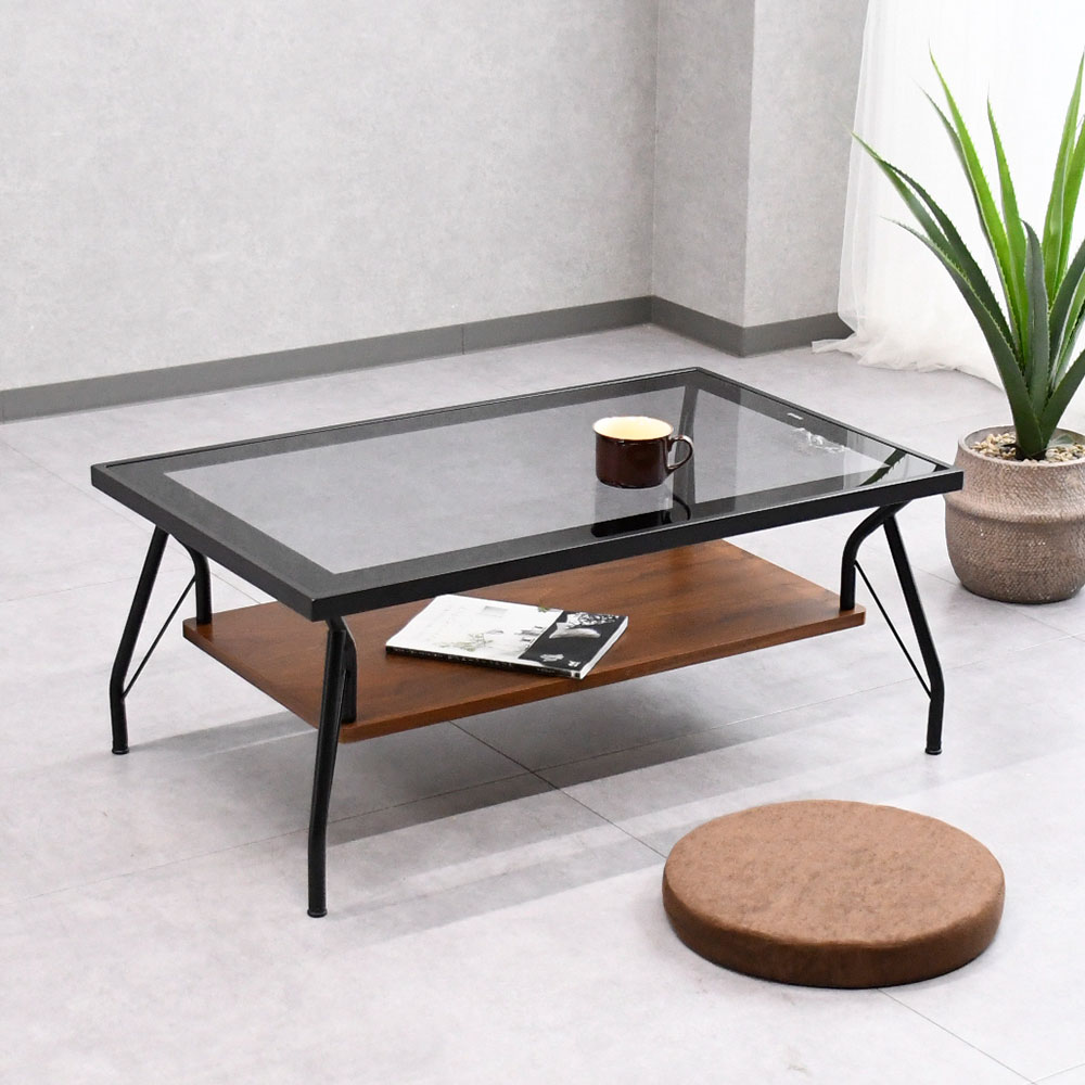 【アウトレット】強化ガラス90cmローテーブル センターテーブル FG18A