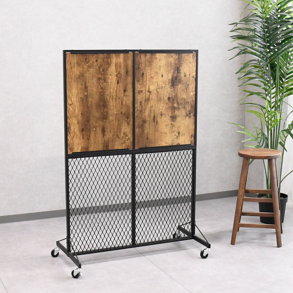 【アウトレット】キャスター付きヴィンテージデザインパーテーション 仕切り FG31A