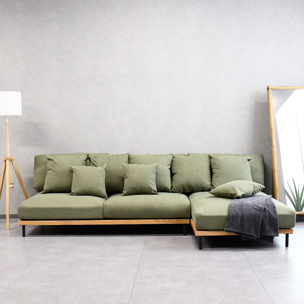 開梱設置付き】帆布生地を使用したへたりにくく摩耗に強いL字ソファ 3