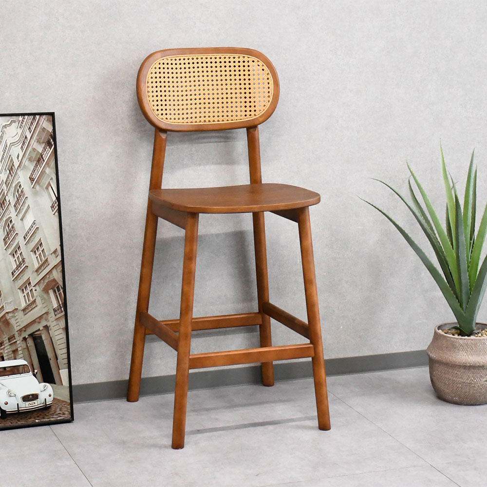 【新品アウトレット】アッシュ無垢材ハイチェア ラタン調 アジアンリゾート FI17G