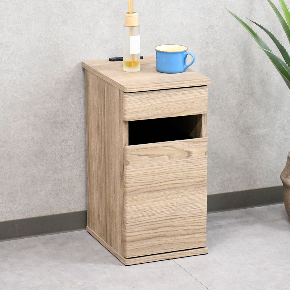 【新品アウトレット】ゴミ箱付きサイドテーブル ナイトテーブル FI18E