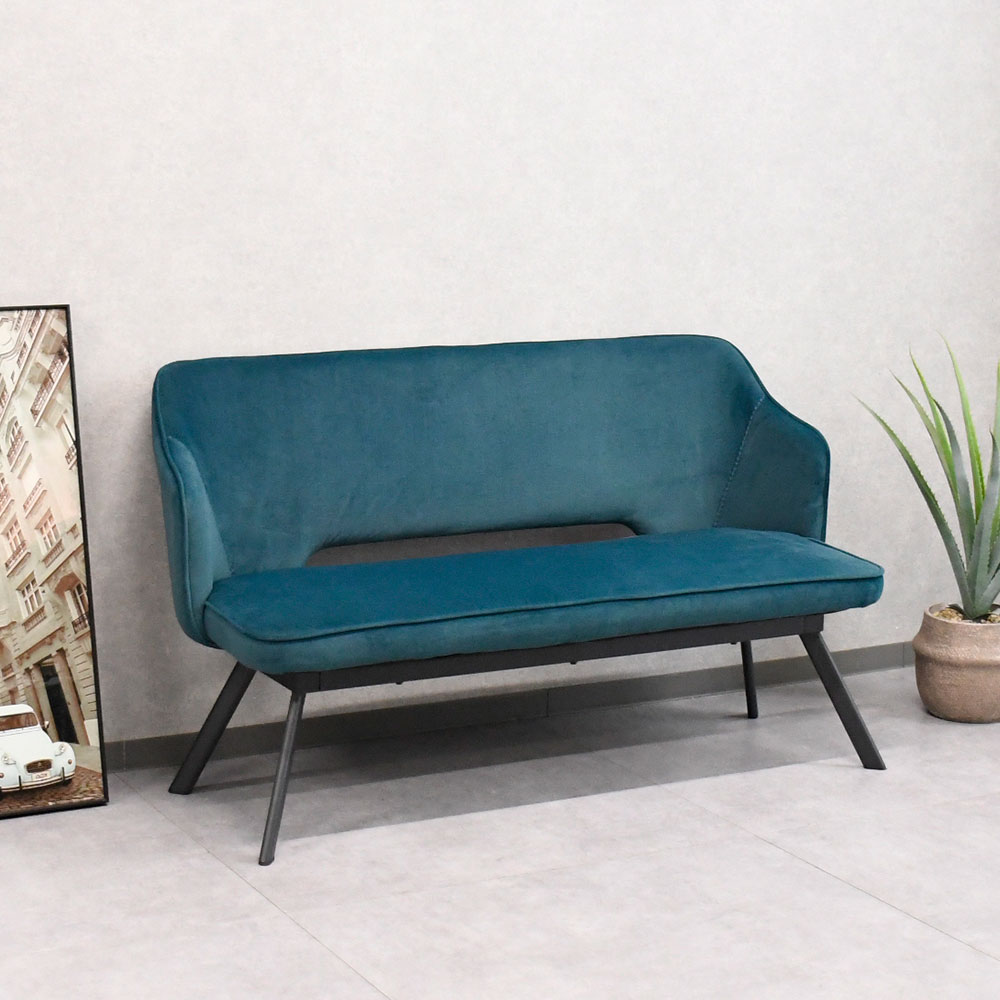 【新品アウトレット】ベロア生地調2人掛けダイニングベンチ FI25E