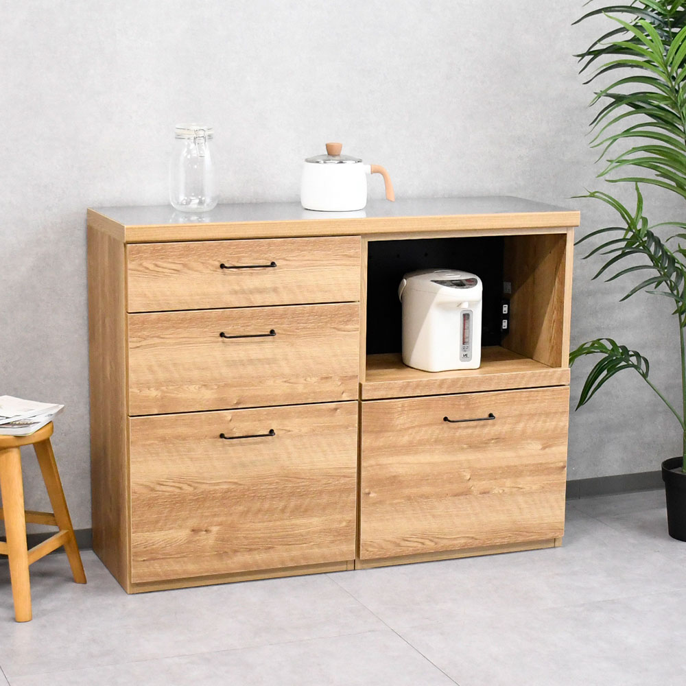 【新品アウトレット】国産半完成品120cm幅ステンレストップキッチンカウンター キッチン収納 FI3C