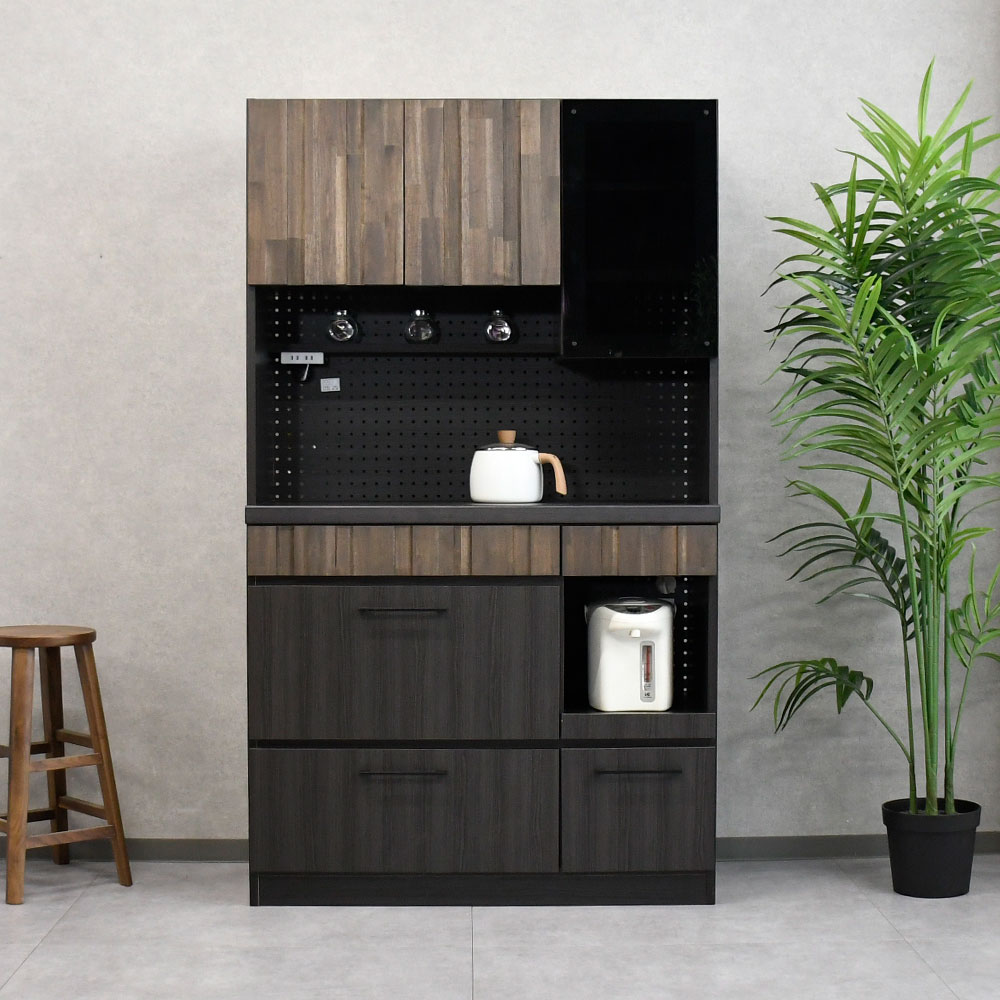 【新品アウトレット】 国産105cm幅アカシア無垢食器棚 キッチン収納 FI3E