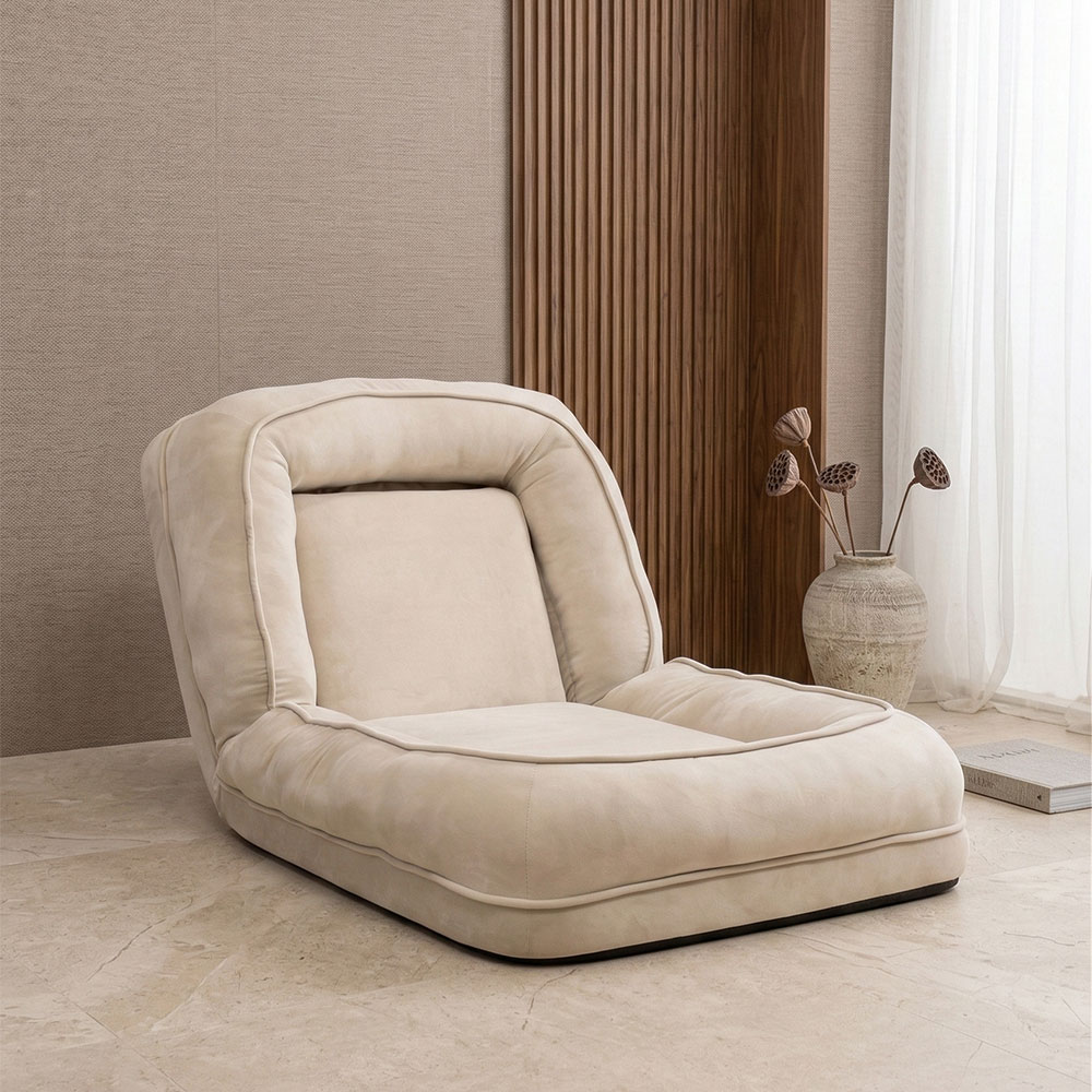 ベッド時177cm ベージュリクライニング1人掛けソファ 座椅子