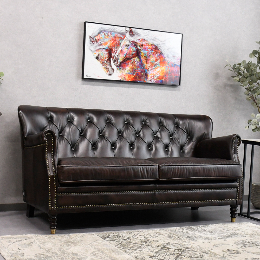 ソファ 3人掛け チェスターフィールド 総革 monler コンパクト リ