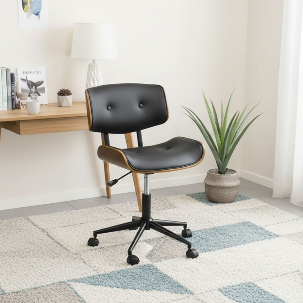 【新品アウトレット】オフィスチェア レザー デスクチェア ワークチェア パソコンチェア 椅子 コンパクト 黒 ブラック イームズ OL1F