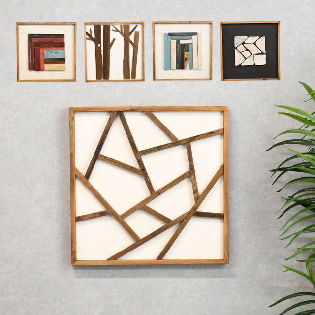 北欧ナチュラルスタイル古木リサイクルパインウッドパネル アートパネル