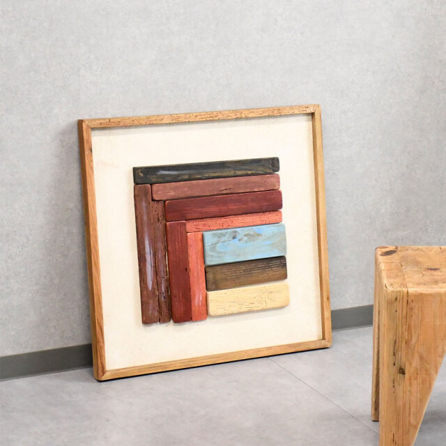 北欧ナチュラルスタイル古木リサイクルパインウッドパネル アート