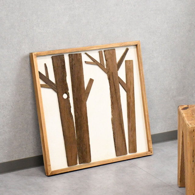 北欧ナチュラルスタイル古木リサイクルパインウッドパネル アート