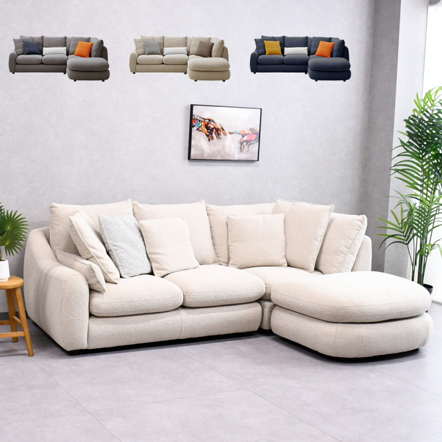 【開梱設置付き】 羽毛入りL字ソファ カウチソファ 高級ソファ アッシュ