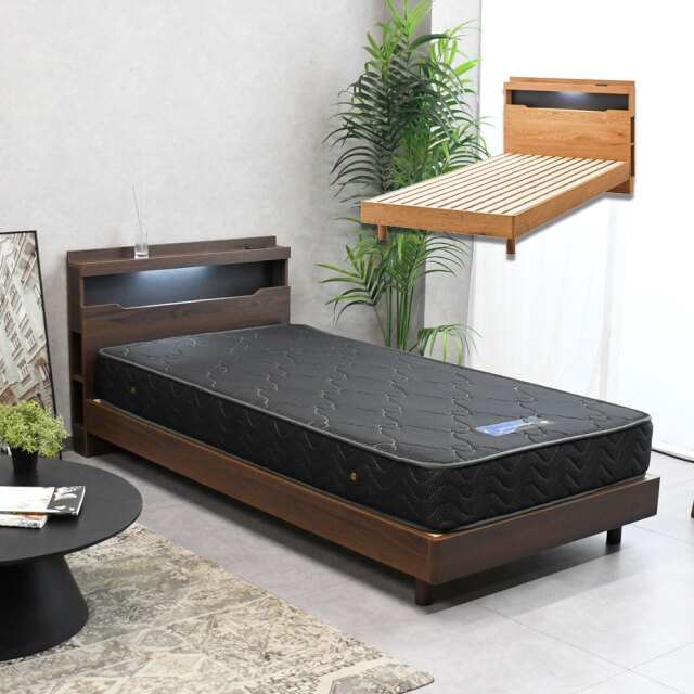 【3サイズ|2色】 3D木目のリアルなシートで北欧スタイルを演出！ シングル セミダブル ダブル ベッド マットレスなし フレーム