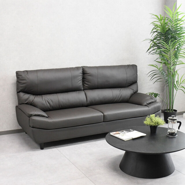 【本革ソファ】首元までしっかりサポート！ハイバック3人掛け本革ソファ 3人用 モダンスタイル