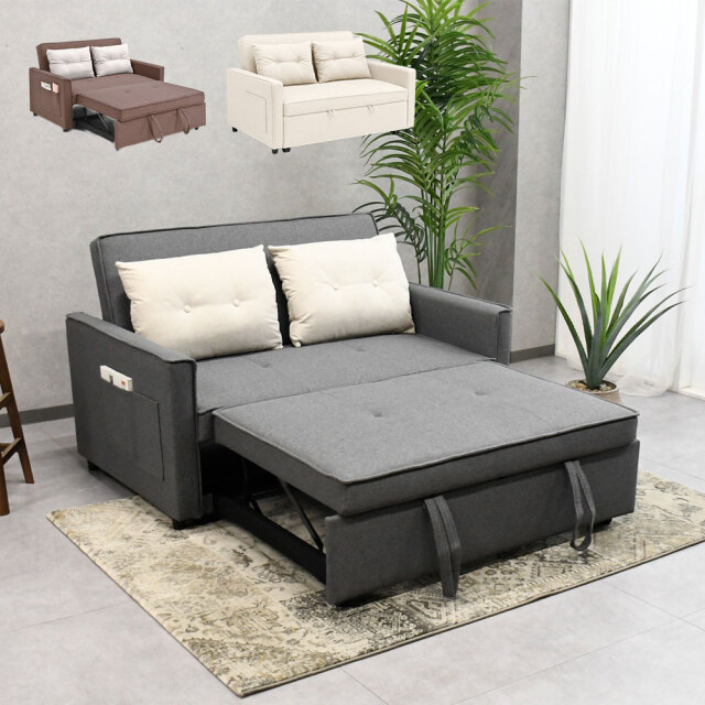 Easy Clean生地 キズや汚れに強い3wayセミダブルサイズソファベッド コンパクト