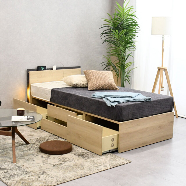 棚・収納付きヴィンテージチェストベッド ダブル 棚・収納付きヴィンテージチェストベッド ダブル【BROOK】 楽天