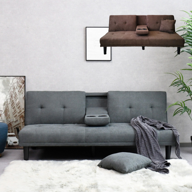 テーブル付きのおしゃれなソファーベッド 脚付き 3人掛け コンパクト 170cm ブラウン グレー ベッド mobler 家具