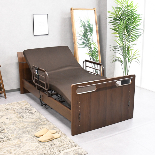 【1本限定】 電動ベッド 2モーター リクライニングベッド ブラウン マットレス付き アウトレット家具 通販 mobler F0823A
