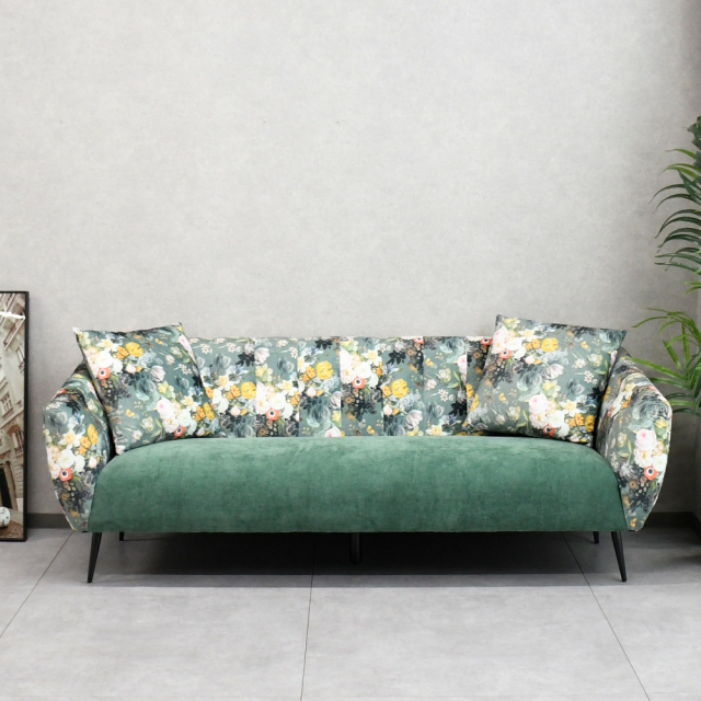 【アウトレット商品】 花柄 3人掛けソファ ボタニカルソファ