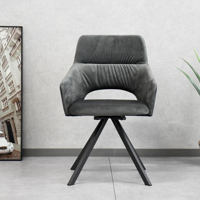 【アウトレット商品】 ダイニングチェア 回転 椅子 ベルベット調