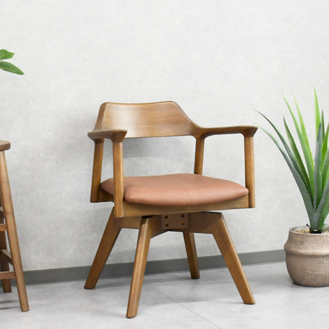 【アウトレット商品】 ダイニングチェア 回転 椅子 無垢材