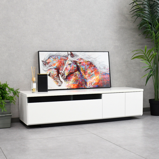 【アウトレット商品】 国産140cm幅テレビ台 完成品 ホワイト FE19H